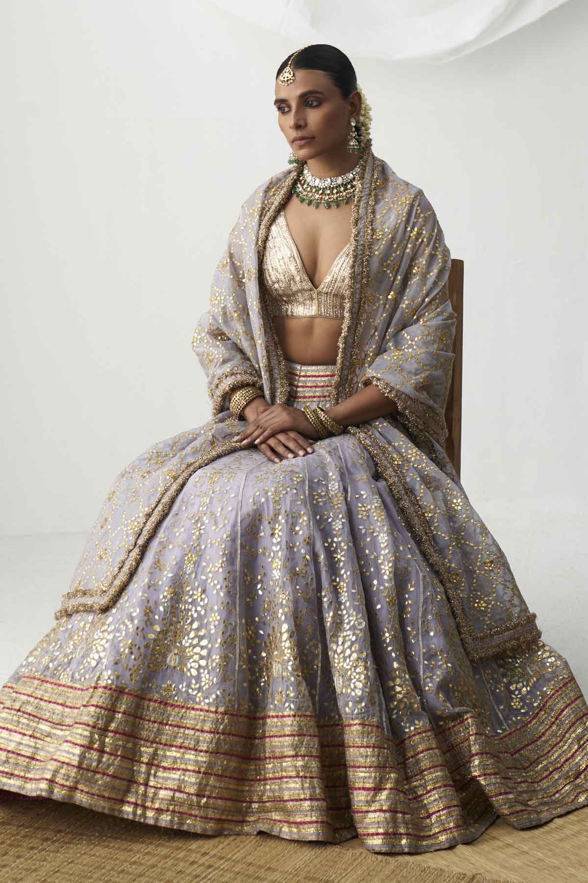 Buy ITRH, Designer Gota Embroidered Lehenga Set Online
